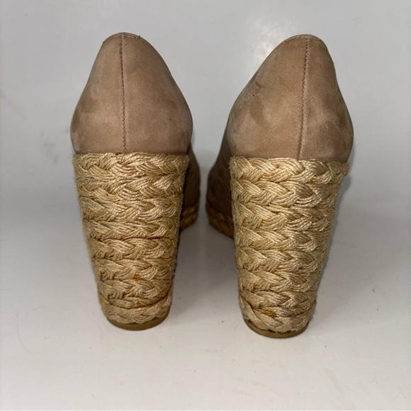 Stuart Weitzman Tan Suede Wedge Platform Peep Toe Espadrille Pumps Size 9.5 M - Picture 5 of 11